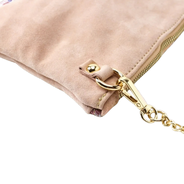 Handmade clutch in soft suede leather nude pink color - Mira